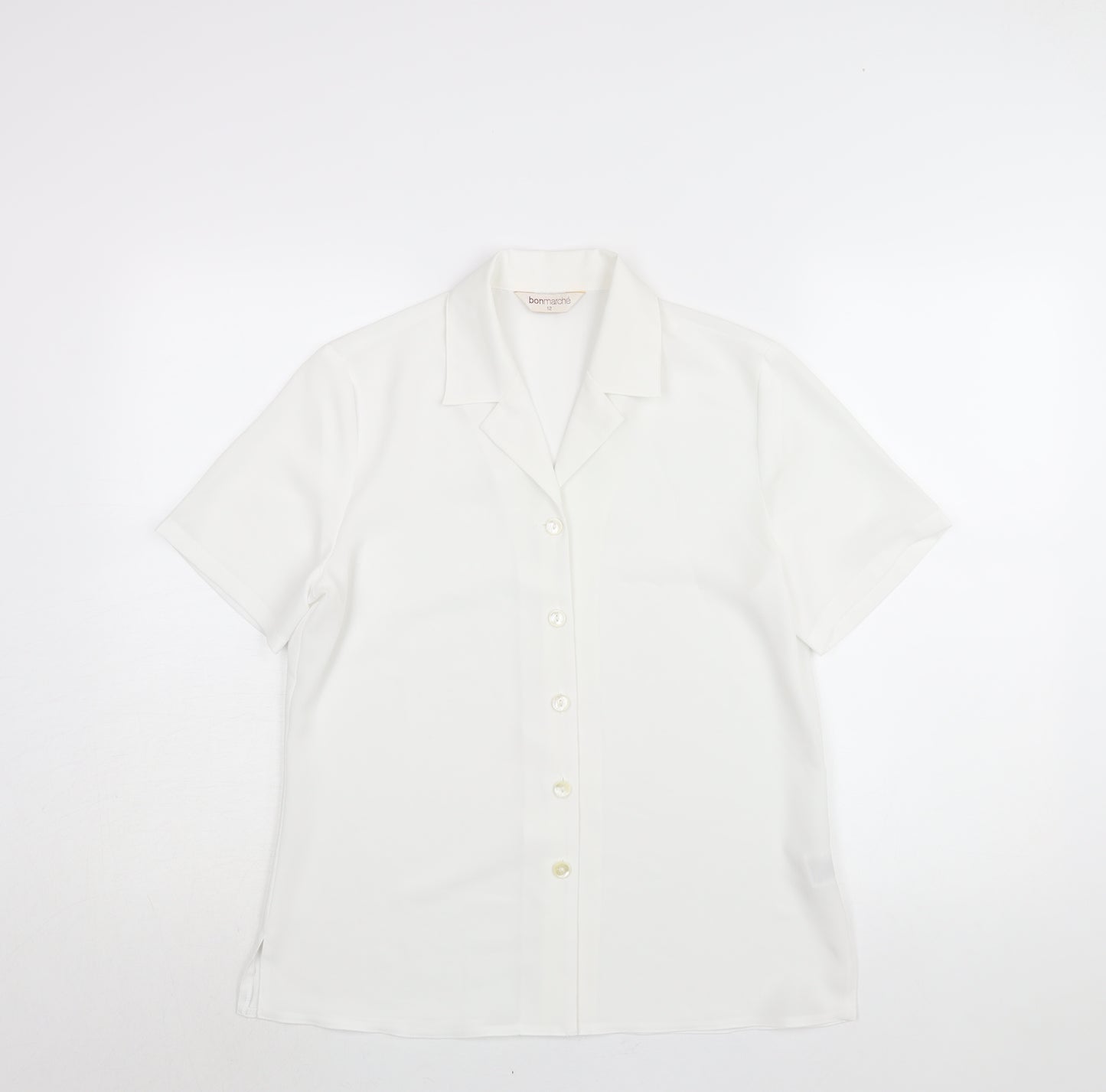 Bonmarché Womens White Polyester Basic Blouse Size 12 Collared