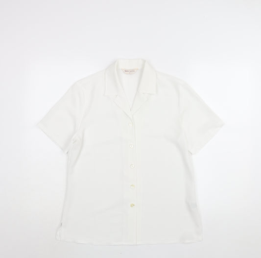 Bonmarché Womens White Polyester Basic Blouse Size 12 Collared