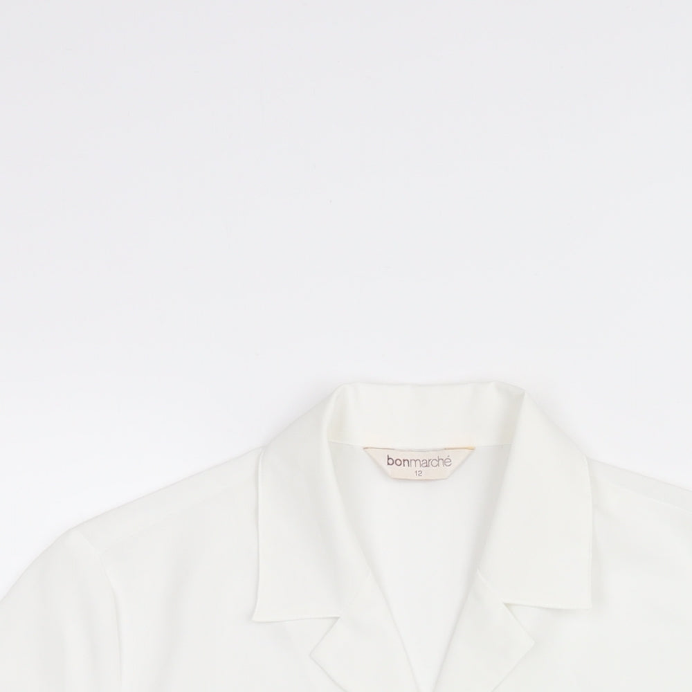 Bonmarché Womens White Polyester Basic Blouse Size 12 Collared