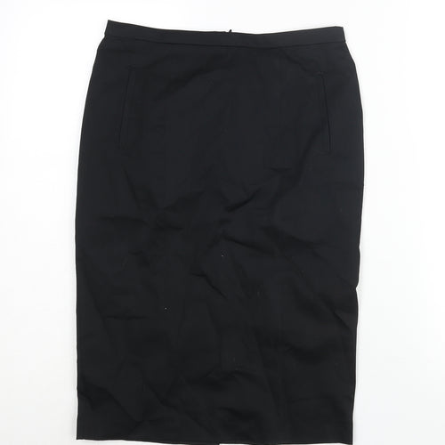 Marks and Spencer Womens Black Cotton Straight & Pencil Skirt Size 8 Zip