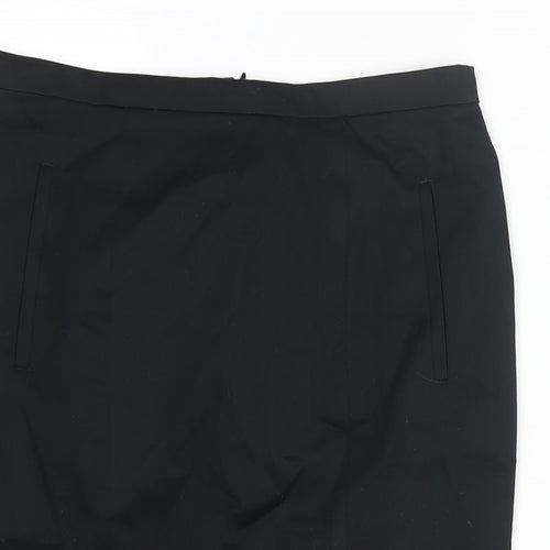 Marks and Spencer Womens Black Cotton Straight & Pencil Skirt Size 8 Zip