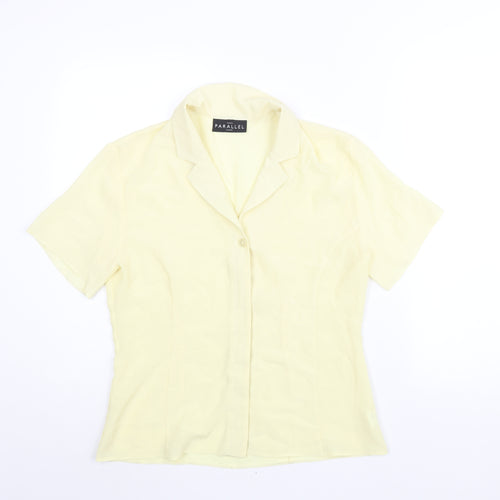 Parallel Womens Yellow Polyester Basic Button-Up Size 12 Collared