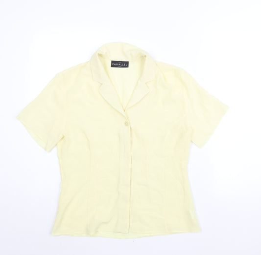 Parallel Womens Yellow Polyester Basic Button-Up Size 12 Collared