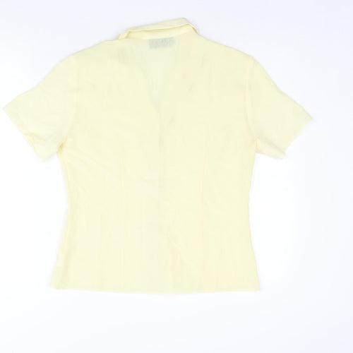 Parallel Womens Yellow Polyester Basic Button-Up Size 12 Collared