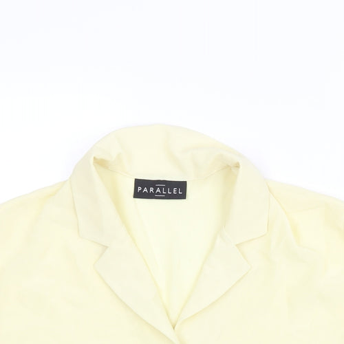 Parallel Womens Yellow Polyester Basic Button-Up Size 12 Collared