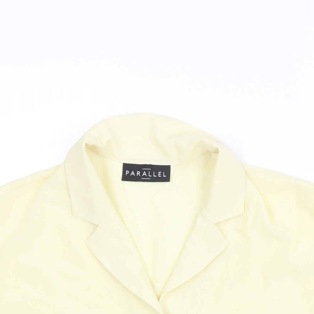 Parallel Womens Yellow Polyester Basic Button-Up Size 12 Collared