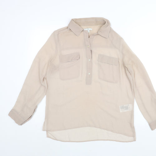 Gap Womens Beige Polyester Basic Blouse Size M Collared - Semi Sheer