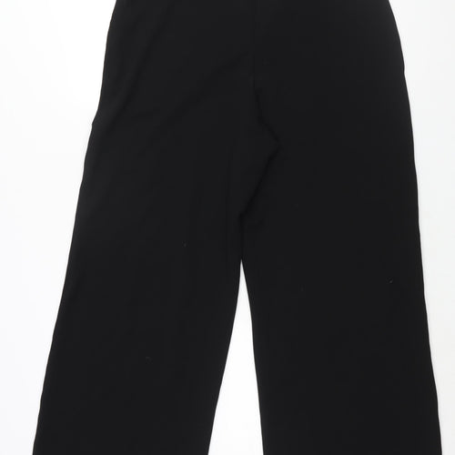 H&M Womens Black Polyester Trousers Size L L31 in Regular - Button Detail