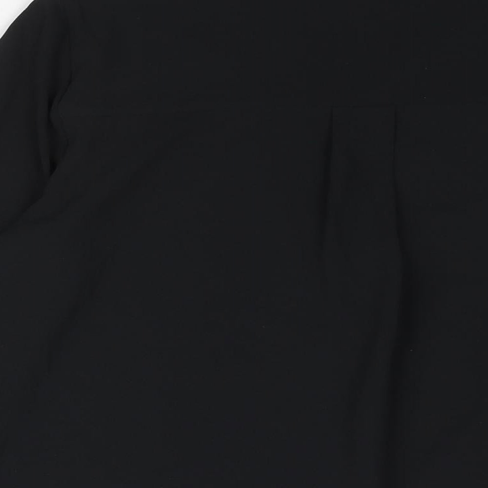 Marks and Spencer Womens Black Polyester Basic Blouse Size 10 V-Neck