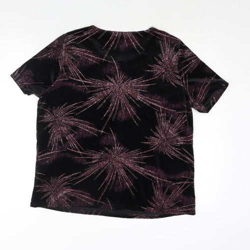 Bonmarché Womens Black Geometric Polyester Basic Blouse Size M Round Neck - Firework Glitter