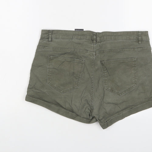 H&M Womens Green Cotton Hot Pants Shorts Size 14 L3 in Regular Zip