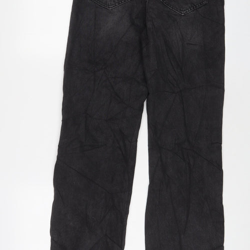 F&F Womens Black Cotton Straight Jeans Size 6 L32 in Regular Zip