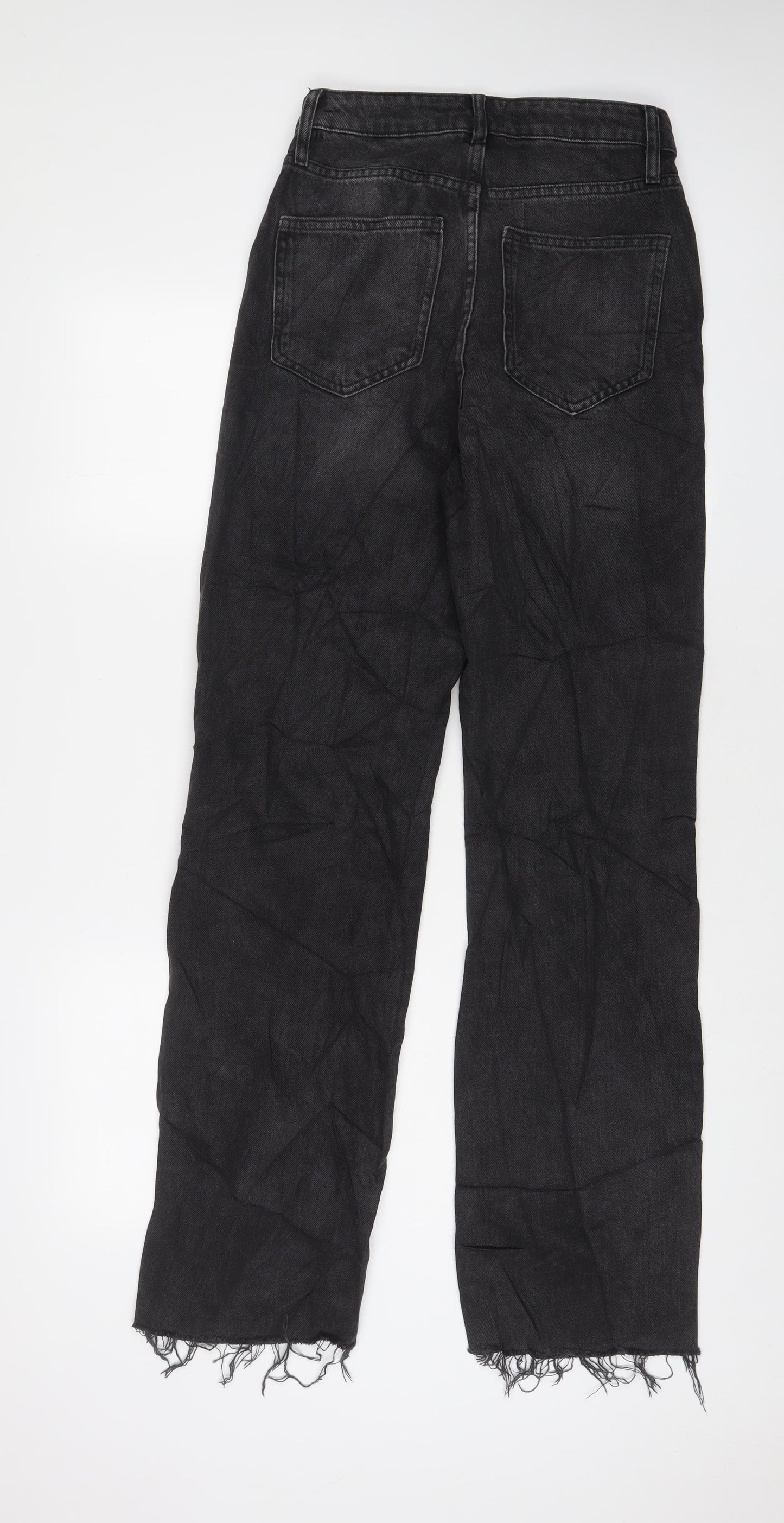 F&F Womens Black Cotton Straight Jeans Size 6 L32 in Regular Zip