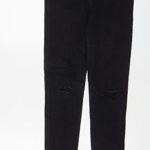 Zara Womens Black Cotton Skinny Jeans Size 14 L28 in Regular Zip