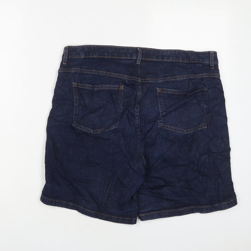 Marks and Spencer Womens Blue Cotton Bermuda Shorts Size 14 L8 in Regular Zip