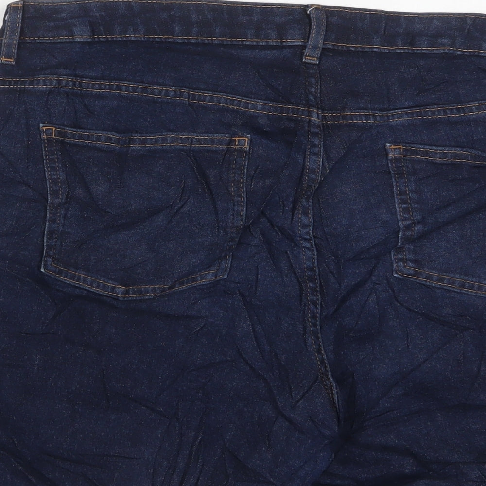 Marks and Spencer Womens Blue Cotton Bermuda Shorts Size 14 L8 in Regular Zip