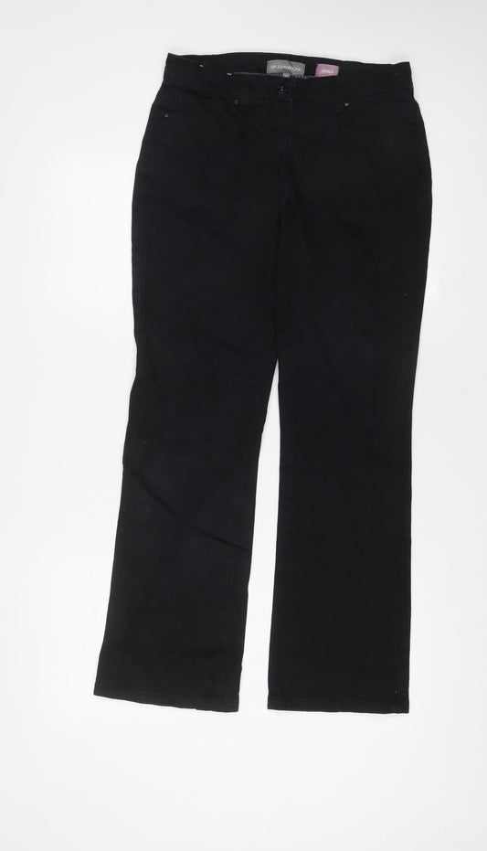 RJR.John Rocha Womens Black Cotton Bootcut Jeans Size 10 L28 in Regular Zip