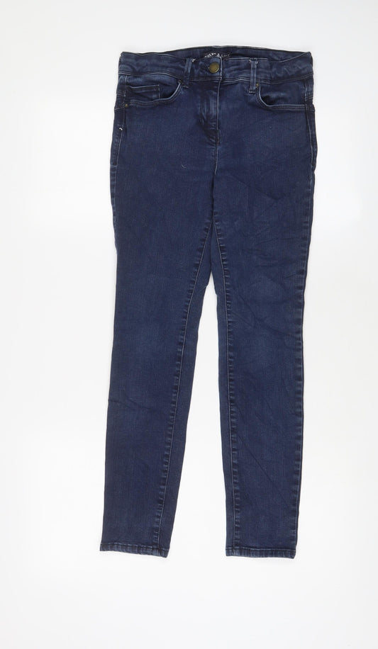 Marks and Spencer Womens Blue Cotton Skinny Jeans Size 10 L28 in Regular Zip