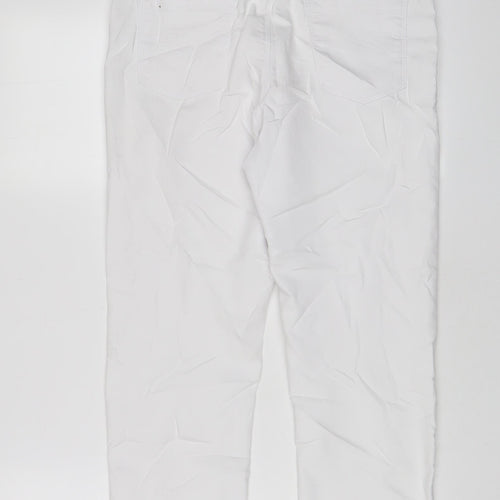 Per Una Womens White Cotton Cropped Jeans Size 10 L22 in Regular Zip