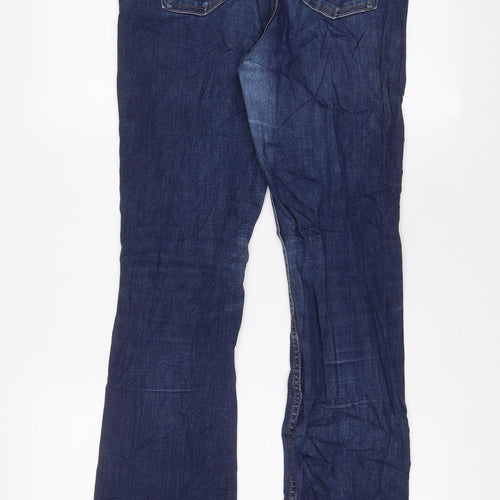 Marks and Spencer Womens Blue Cotton Bootcut Jeans Size 14 L30 in Slim Zip