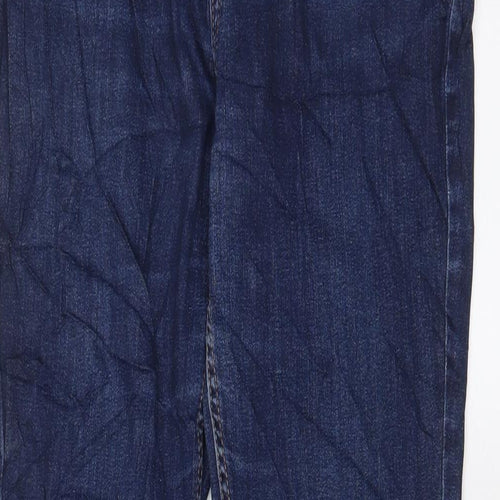 Marks and Spencer Womens Blue Cotton Bootcut Jeans Size 14 L30 in Slim Zip