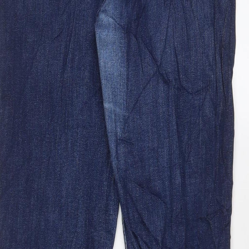 Marks and Spencer Womens Blue Cotton Bootcut Jeans Size 14 L30 in Slim Zip