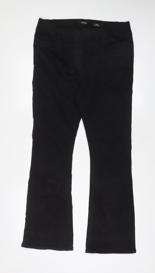 Simply Be Womens Black Cotton Bootcut Jeans Size 14 L31 in Regular