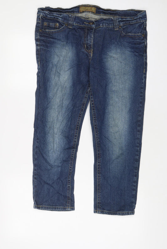 1823 Womens Blue Cotton Cropped Jeans Size 16 L23 in Regular Zip