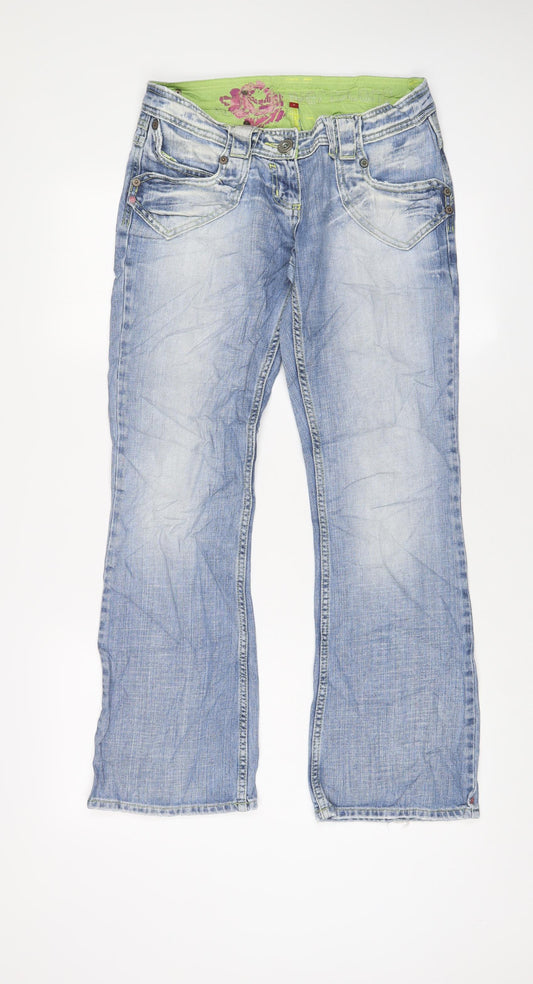 River Island Womens Blue Cotton Bootcut Jeans Size 10 L29 in Regular Zip