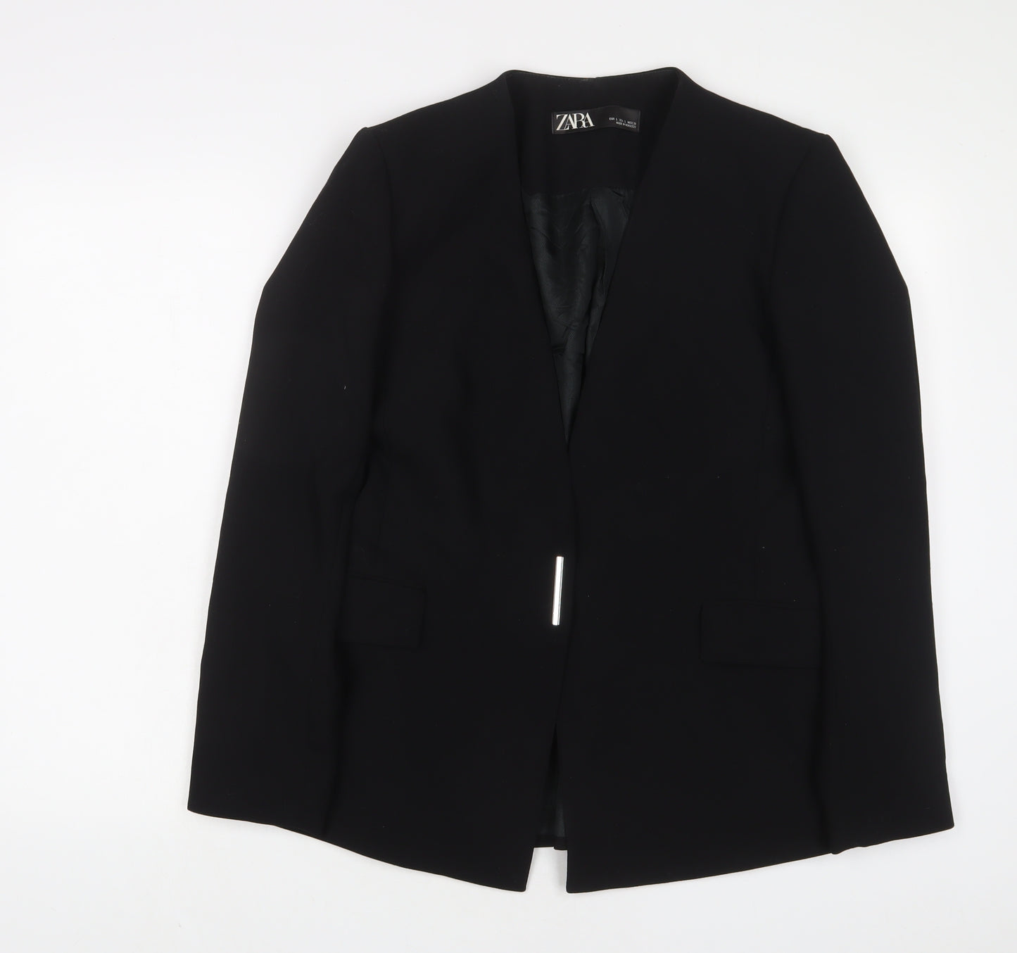 Zara Womens Black Jacket Blazer Size L Snap