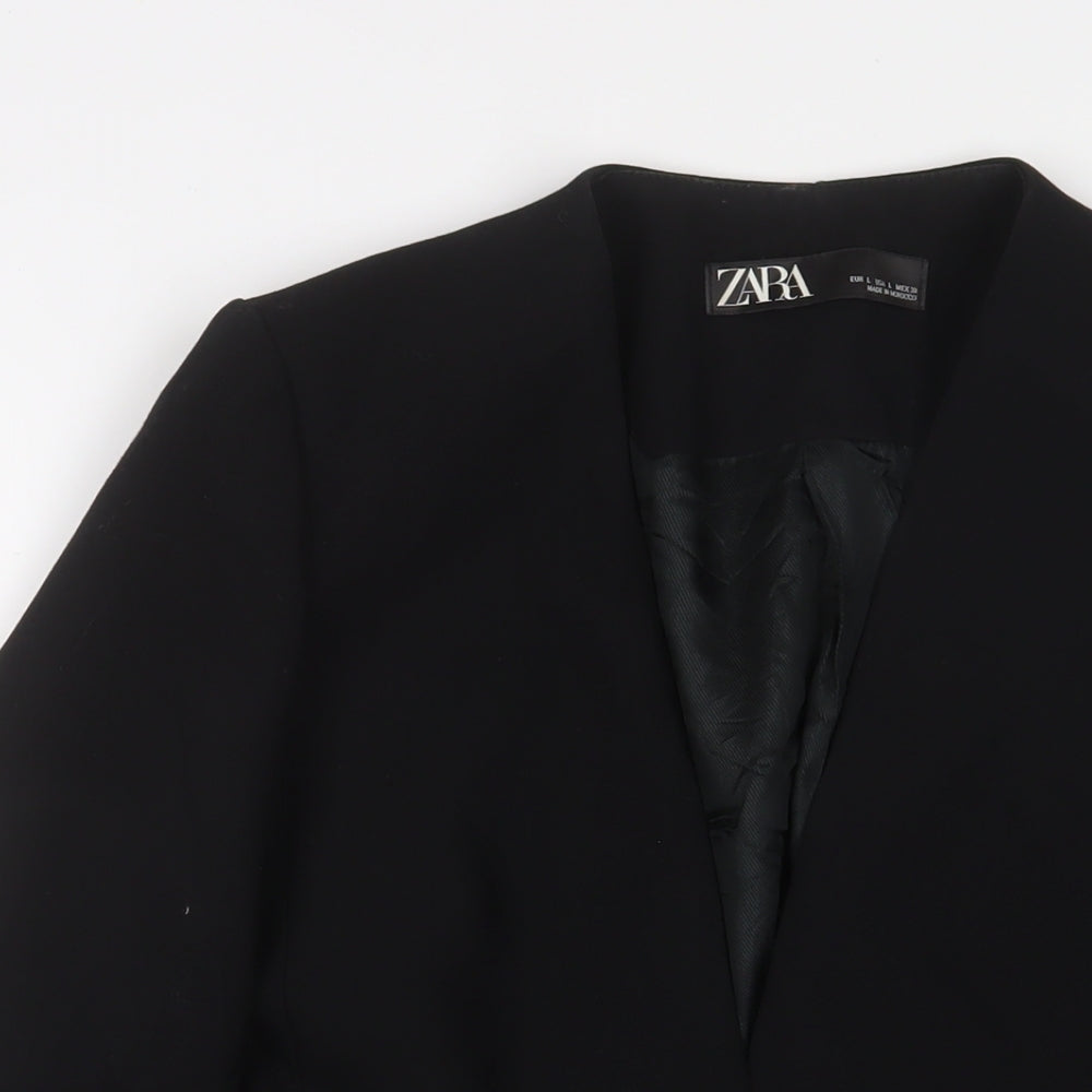 Zara Womens Black Jacket Blazer Size L Snap