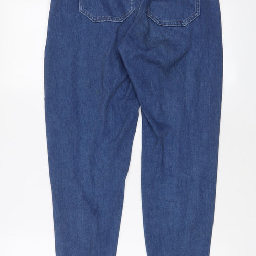 F&F Womens Blue Cotton Tapered Jeans Size 8 L28 in Regular Drawstring