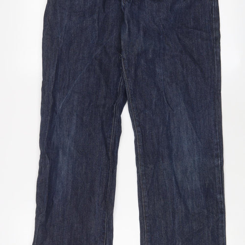 Yves Saint Laurent Mens Blue Cotton Straight Jeans Size 30 in L32 in Regular Button - Embroidered