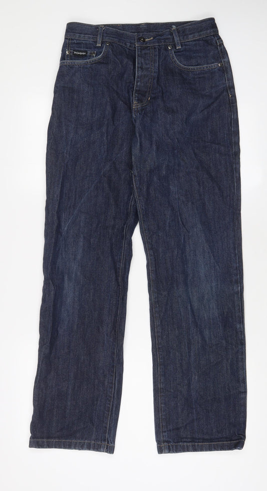 Yves Saint Laurent Mens Blue Cotton Straight Jeans Size 30 in L32 in Regular Button - Embroidered