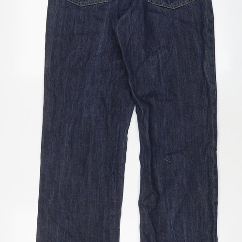 Yves Saint Laurent Mens Blue Cotton Straight Jeans Size 30 in L32 in Regular Button - Embroidered