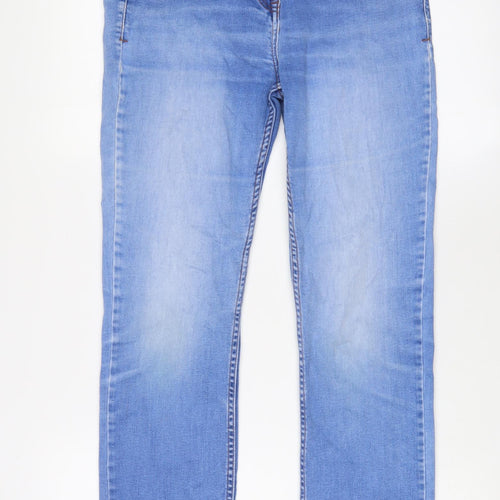 NEXT Womens Blue Cotton Straight Jeans Size 12 L30 in Regular Zip