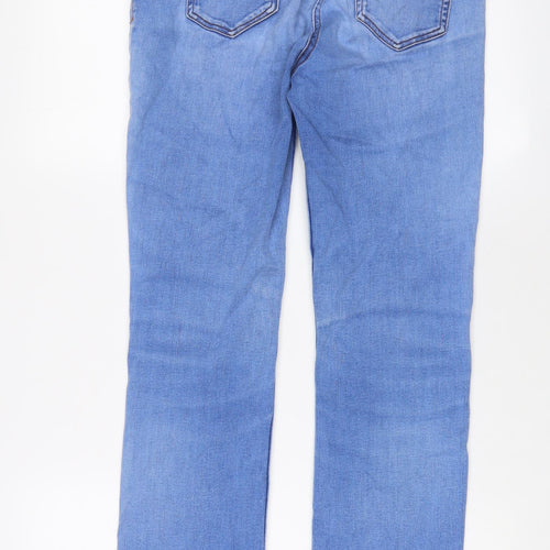 NEXT Womens Blue Cotton Straight Jeans Size 12 L30 in Regular Zip