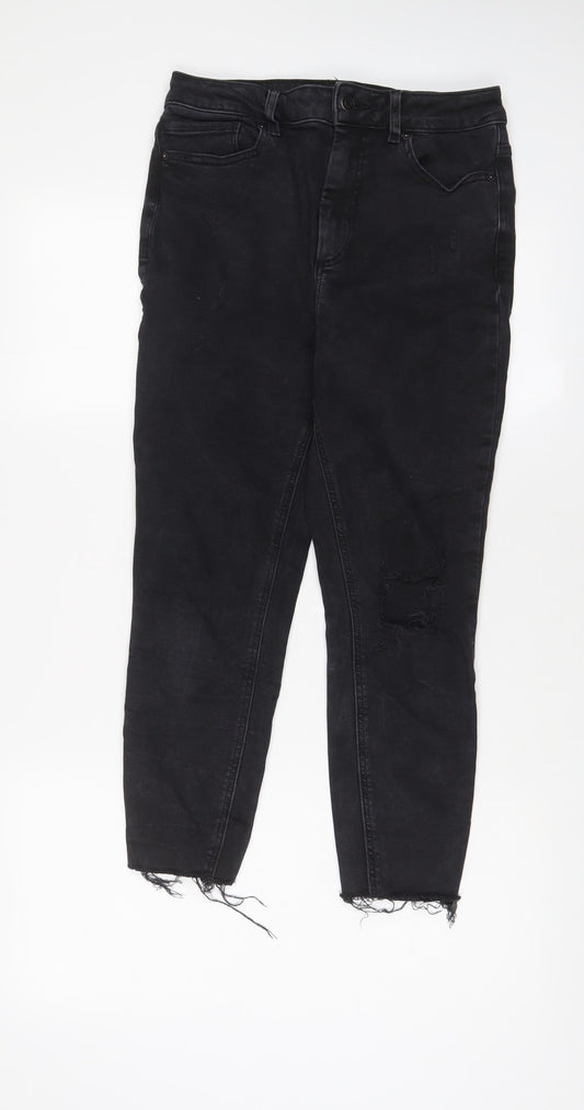 New Look Womens Black Cotton Skinny Jeans Size 12 L23 in Regular Zip