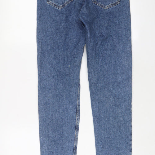 New Look Womens Blue Cotton Mom Jeans Size 8 L29 in Regular Zip