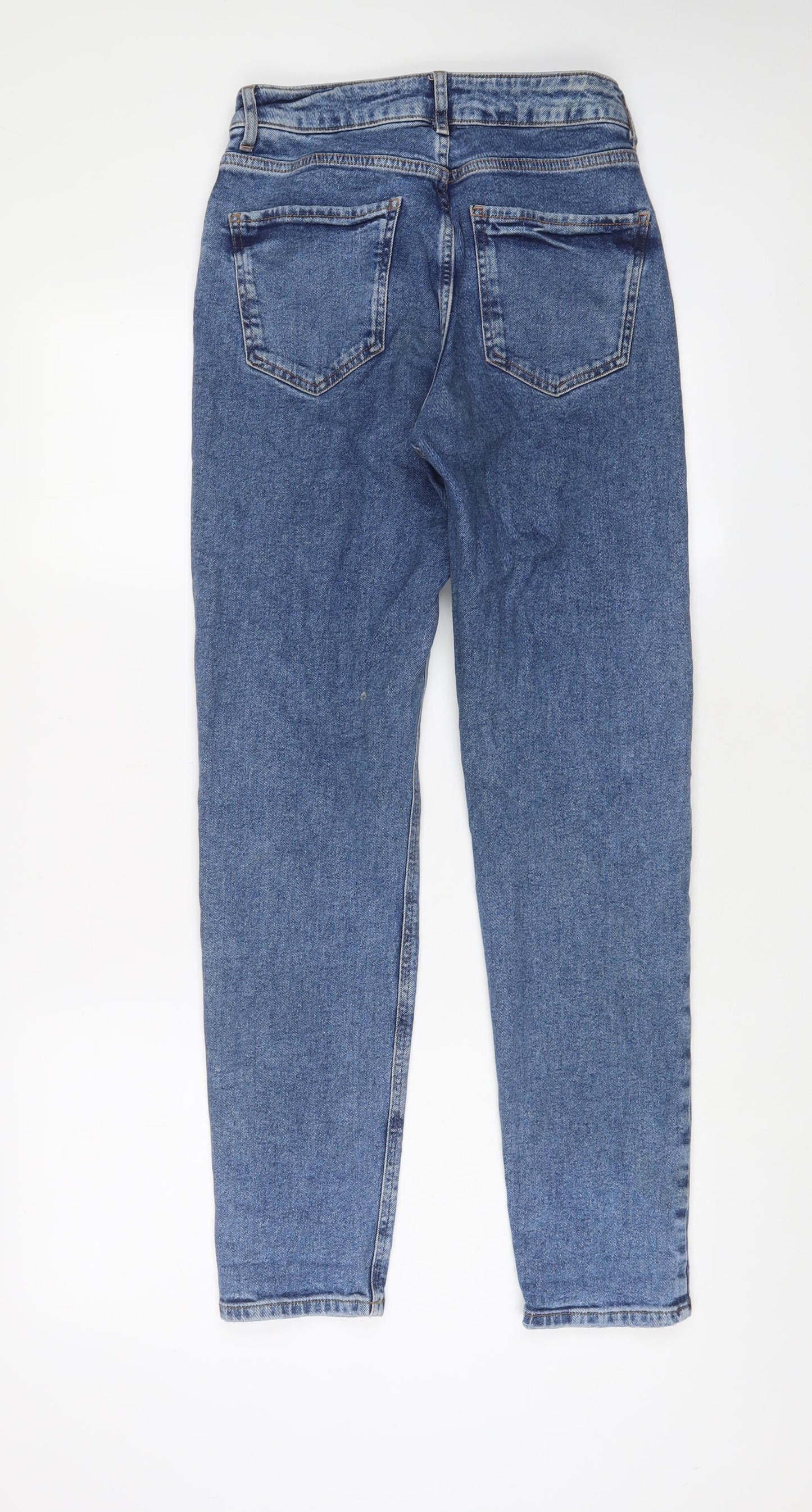 New Look Womens Blue Cotton Mom Jeans Size 8 L29 in Regular Zip