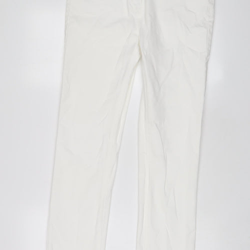 NEXT Womens White Cotton Straight Jeans Size 12 L30 in Regular Zip