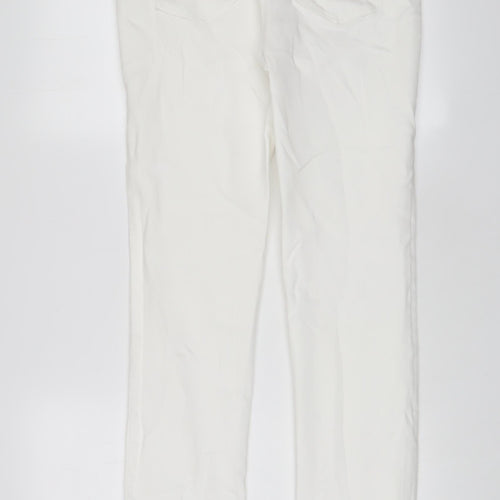 NEXT Womens White Cotton Straight Jeans Size 12 L30 in Regular Zip