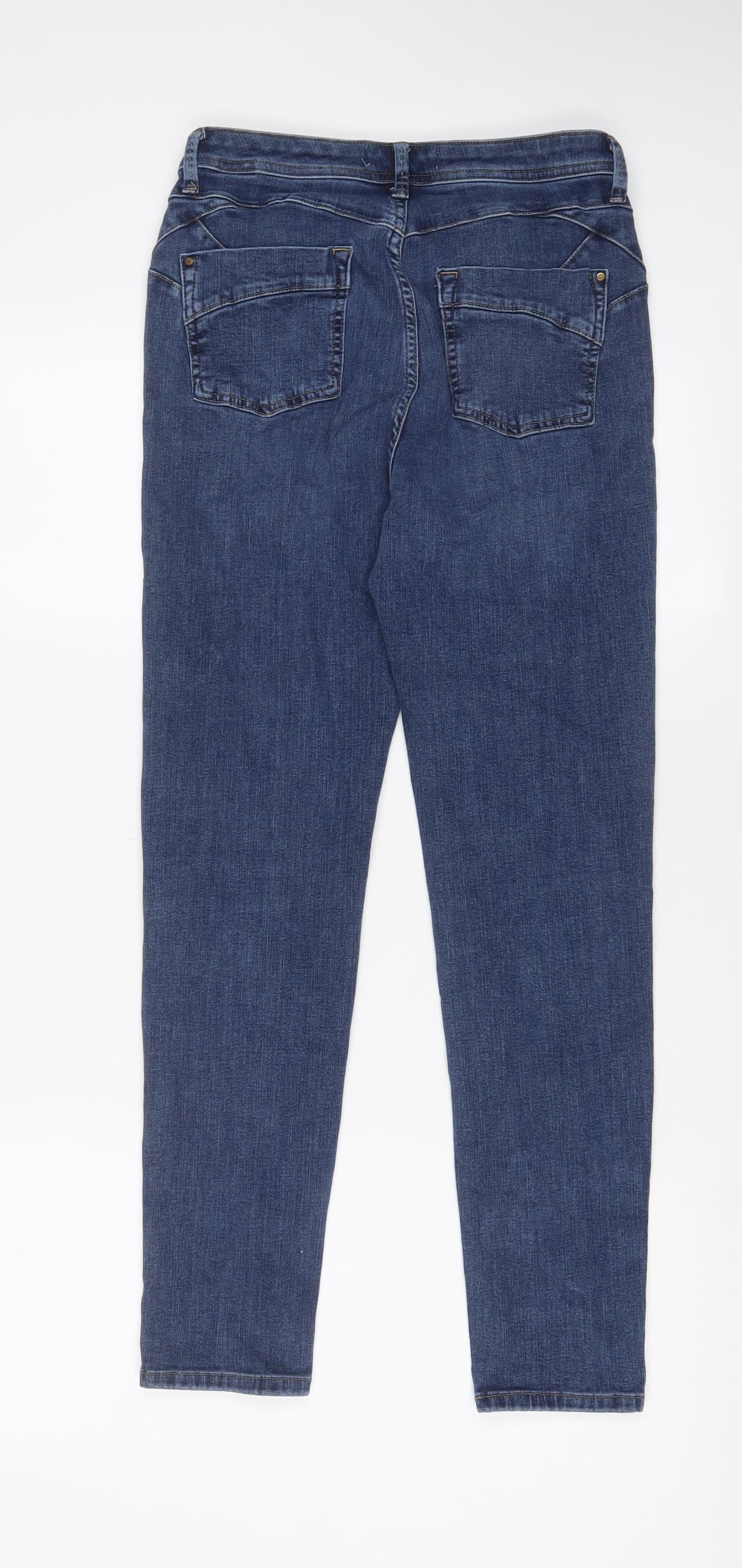 Marks and Spencer Womens Blue Cotton Skinny Jeans Size 8 L27 in Regular Zip