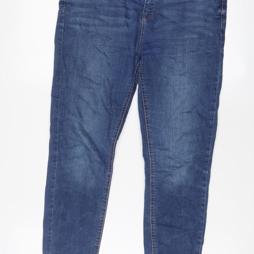 New Look Womens Blue Cotton Skinny Jeans Size 14 L25 in Regular Zip