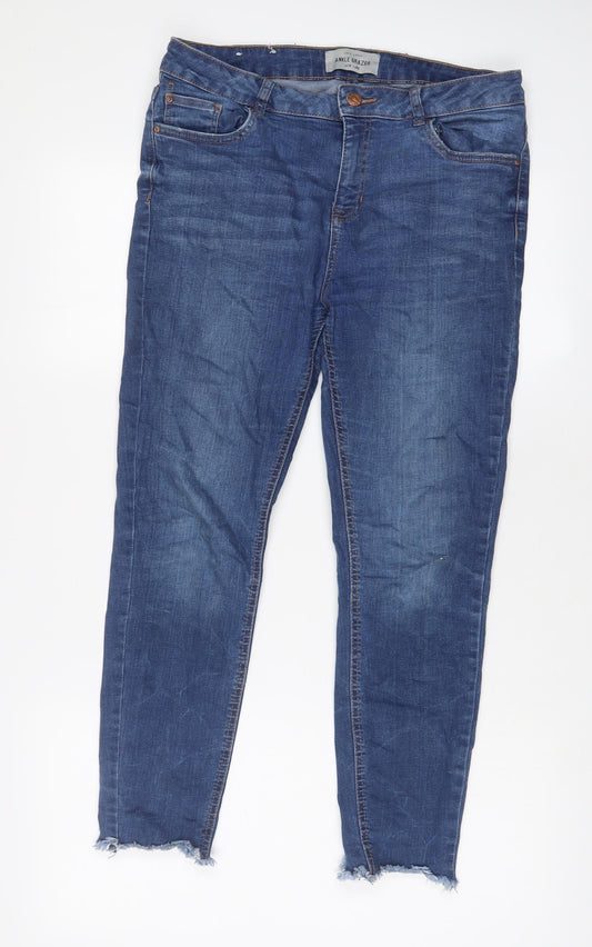 New Look Womens Blue Cotton Skinny Jeans Size 14 L25 in Regular Zip