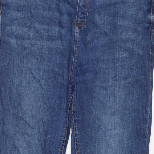 New Look Womens Blue Cotton Skinny Jeans Size 14 L25 in Regular Zip