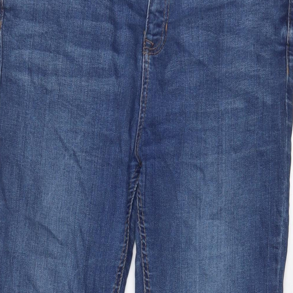 New Look Womens Blue Cotton Skinny Jeans Size 14 L25 in Regular Zip