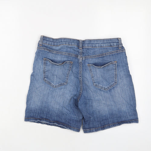 TU Womens Blue Cotton Boyfriend Shorts Size 12 L3 in Regular Zip