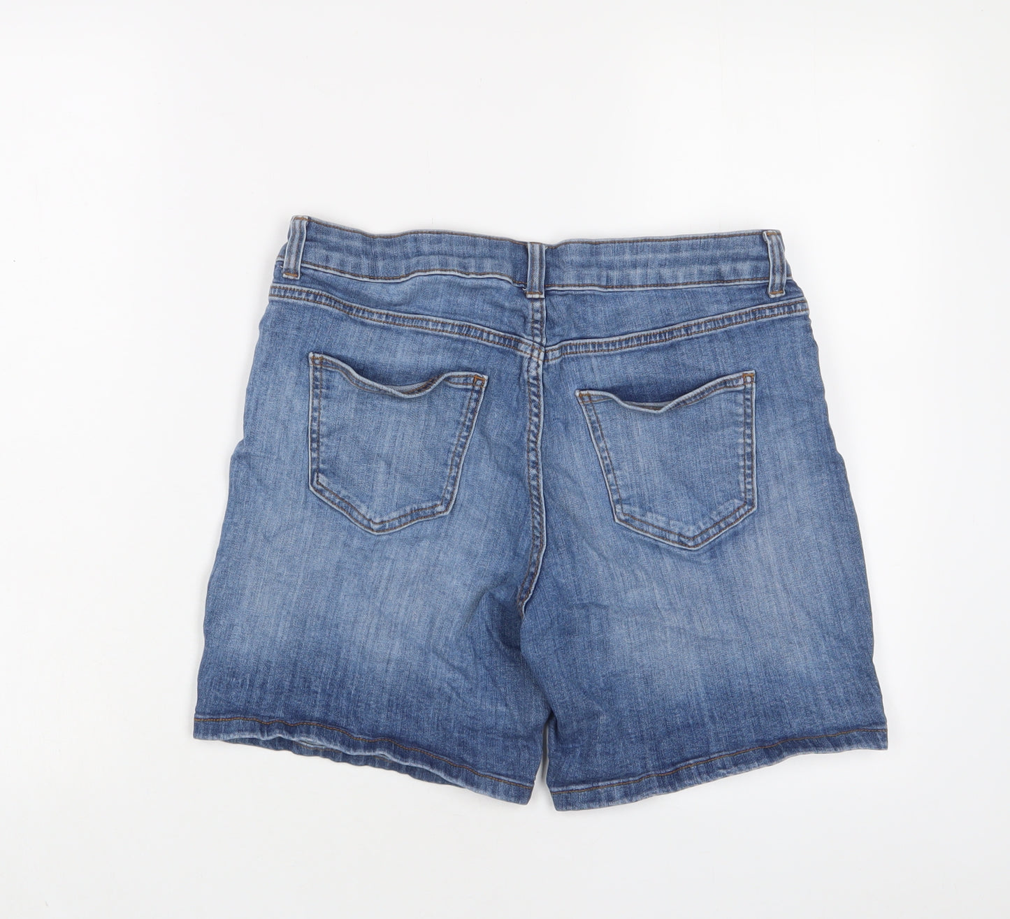 TU Womens Blue Cotton Boyfriend Shorts Size 12 L3 in Regular Zip