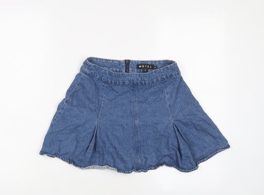 Motel Womens Blue Cotton Mini Skirt Size XS Zip